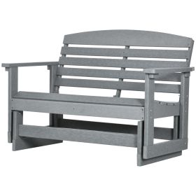 Outsunny 2-Person Outdoor Glider Bench Patio Double Swing Rocking Chair Loveseat w/ Slatted HDPE Frame for Backyard Garden Porch, Light Gray
