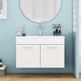 32-Inch Bathroom Vanity With Sink Combo,Wall-Mounted Bathroom Vanity with Double Doors, Wall Mount Bathroom Cabinet,,Soft Close Hinges