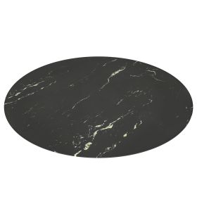 24"Inch Round Tempered Glass Table Top with marble design,DIY Replacement&Cover Desktop,Black Dining Tabletop,Coffee Tabletop,Patio Tabletop
