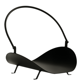 16" Firewood Log Rack Curved Fireplace Log Holder Wood Storage Basket Carrier with Flexible Handle, for Outdoor and Indoor Use, Black