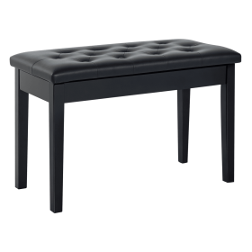30" Piano Bench with Padded Cushion and Storage, Faux Leather Keyboard Bench with Solid Wood Legs, Black