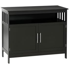 Kitchen Sideboard, Buffet Cabinet, Wooden Storage Console Table with 2-Level Cabinet and Open Shelf, Black
