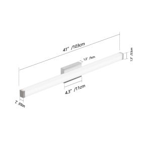 Bathroom Vanity Light Brushed Nickel Square LED 41 Inch 24W 6000K Cool White Light Wall Bar Lighting Fixtures Over Mirror -Brushed Nickel, 41in (Option: 41inch 24W)