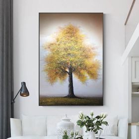 Hand Painted Oil Painting Original Tree Painting on Canvas Large Abstract Gold Big Tower Tree Landscape Acrylic Oil Painting Modern Living Room W (Style: 01, size: 50x70cm)