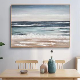 Large Original Blue Ocean Seascape Oil Painting Beach Canvas Painting Sea Abstract Painting Contemporary Seascape Wall Art for Living room (Style: 01, size: 50x70cm)