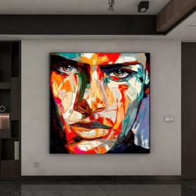 Extra Large ORIGINAL Contemporary Abstract Painting OIL on Canvas Modern Handmade Decor Portrait Male Face (Style: 01, size: 160x160cm)